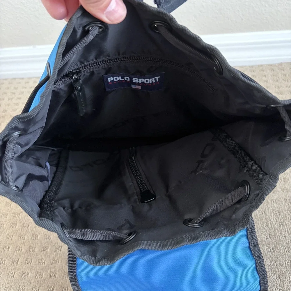 Vintage Ralph Lauren‎ Polo Sport Backpack Book Bag Blue Black GorpCore 90's